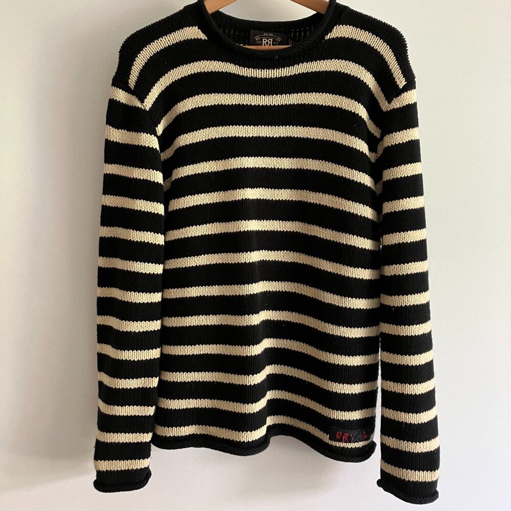 Double RL RRL Ralph Lauren Chunky Men's Striped Rollneck Sailor Sweater, Small